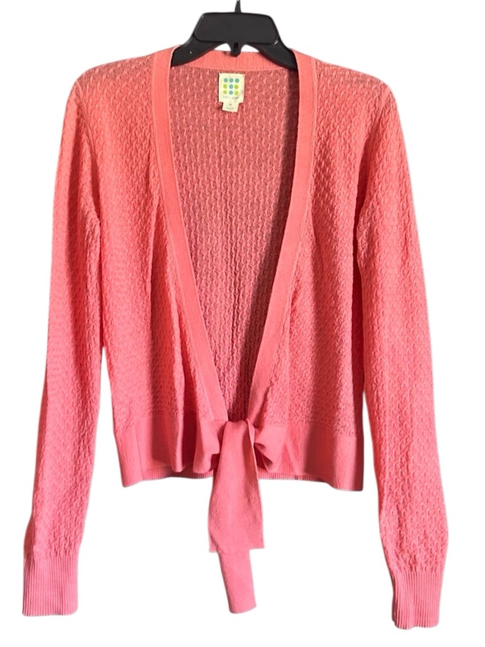 Title Nine Coral Tie-Front Knit Cardigan Wool Sweater. Size Medium